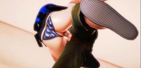  Jill Valentine Resident Evil game girl hentai cosplay having sex with a skinny man in act hentai gameplay video